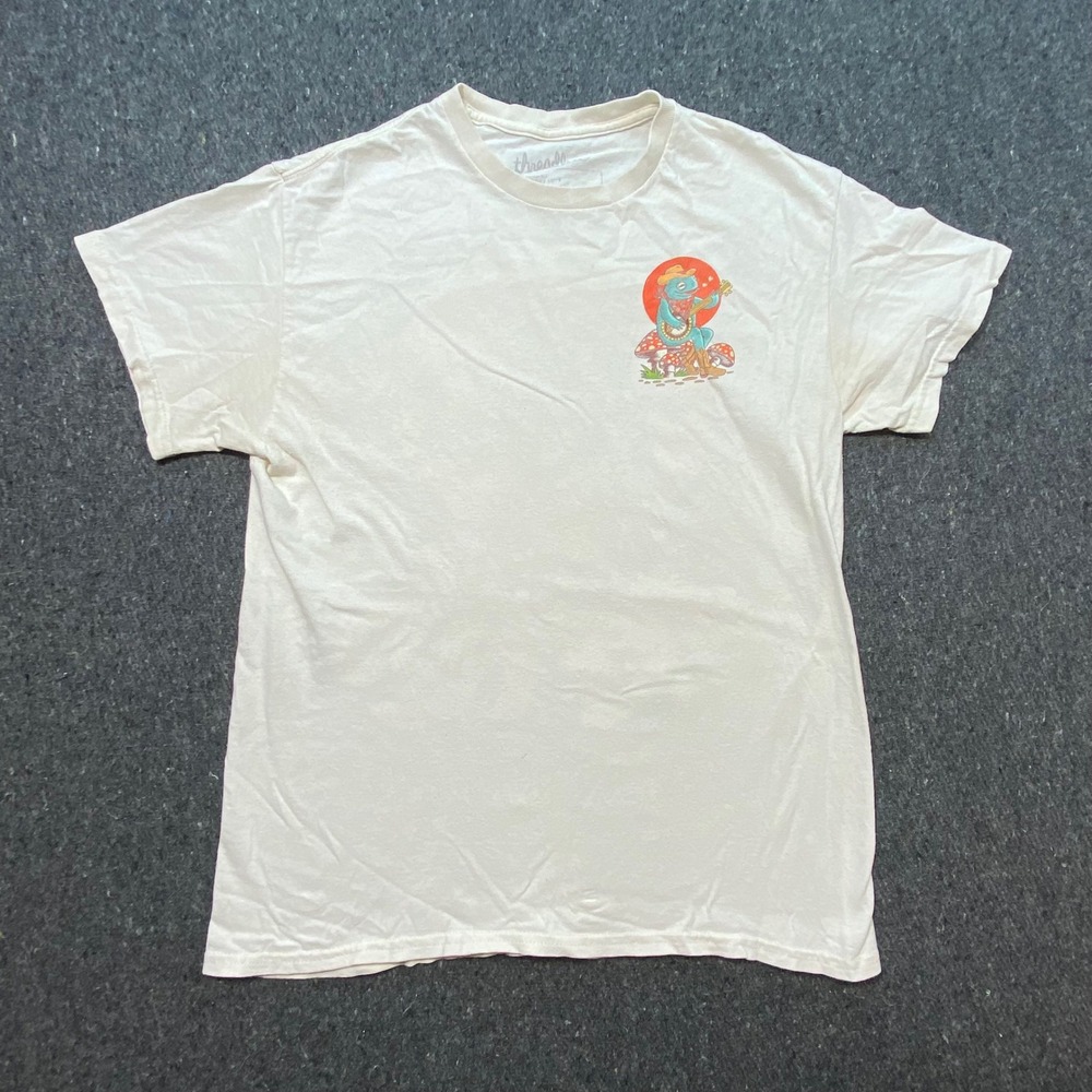 Threadless T Shirt Medium M Mens Cream Country Toads Banjo Mushroom Graphic Tee